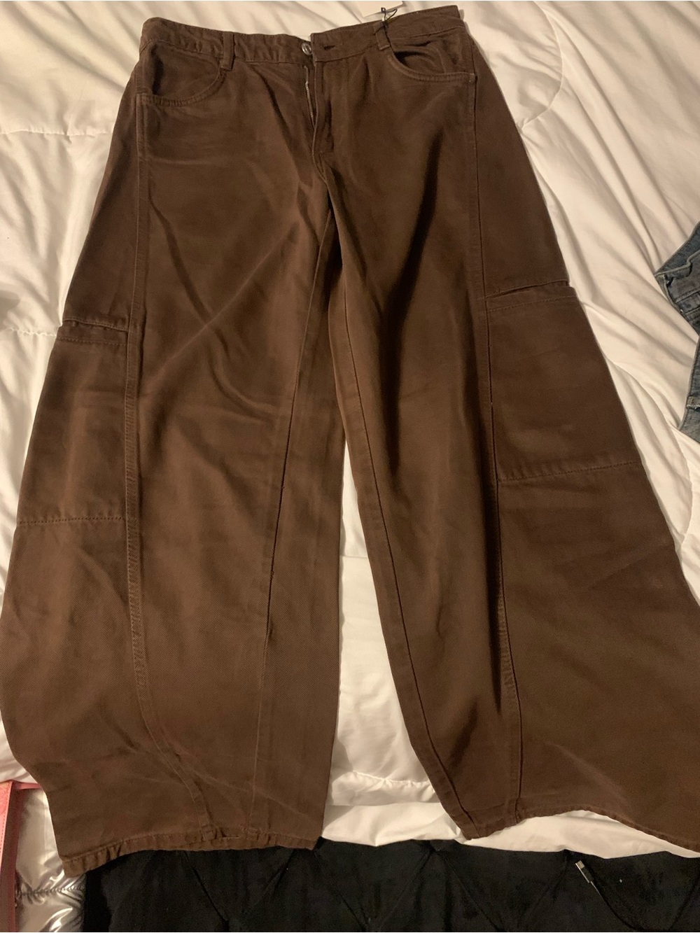 Zara Brown Wide-Leg Cargo Jeans